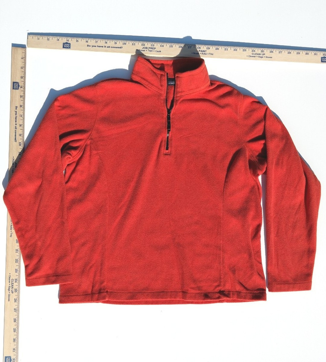 LANDS END Therma Check Womens 1/4 Zip Pullover Fleece Top Orange