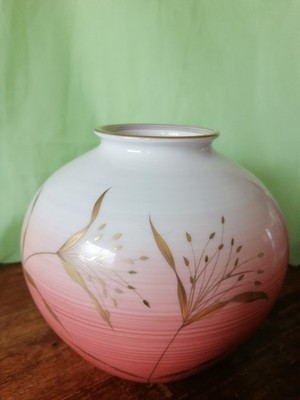 Rosenthal Vase, Handgemalte Bunte Blumen, Goldrand Höhe 20 cm