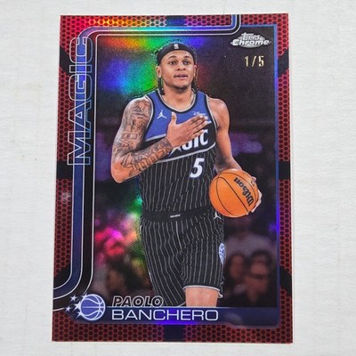 2025-2026 Topps Chrome Update Paolo Banchero 1/5 Red Basketball Refractor #5