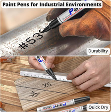 Black Paint Pen Permanent Marker Waterproof -4 Black Paint Markers,Paint Mark...