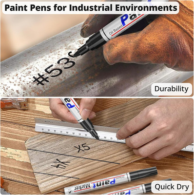 Black Paint Pen Permanent Marker Waterproof -4 Black Paint Markers,Paint Mark...