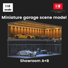 US 1:18 Diorama Model Auto Garage Model LED Light Parking Lot Scene Display Case