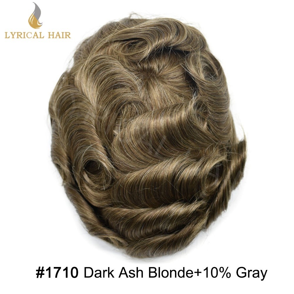 Mens Toupee Hairpiece All Poly Human Hair Replacement System