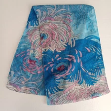 Ganz Style 101 Blue Vintage Colors Design Scarf Or Headwrap Long Rectangle 69in