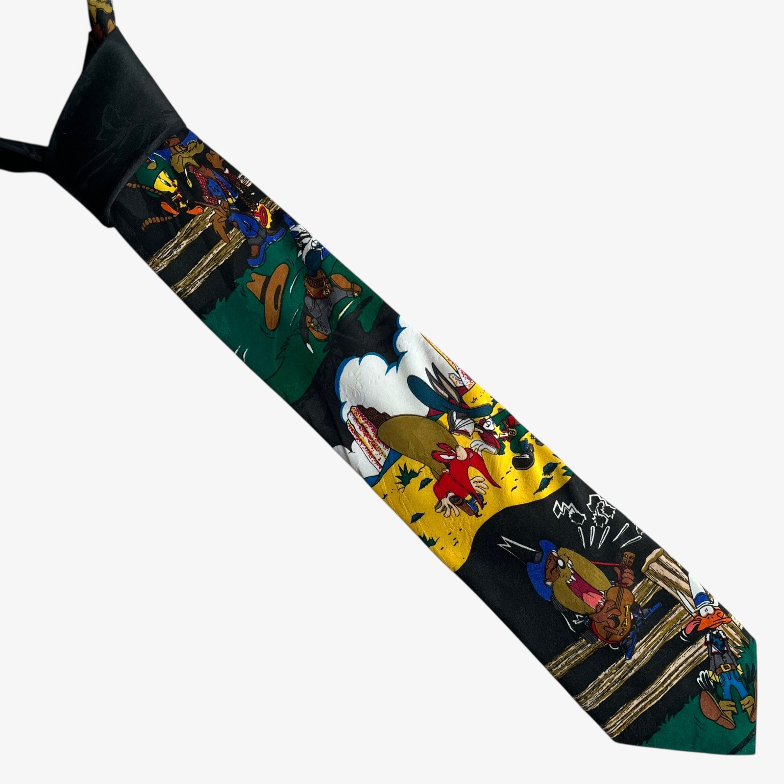 Vintage 90s Looney Tunes Mania 1994 Western Cowboy Print Tie, Cartoon Retro