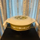 Vintage Pyrex 043 Spring Blossom Crazy Daisy 1.5 Qt Casserole Lid & Cradle