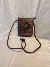 ILI BROWN LEATHER SHOULDER PURSE NEW YORK TORONTO EUC