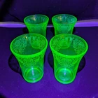 Hazel-Atlas UG Florentine No. 2 Green Depression Glass Tumblers Set of 4