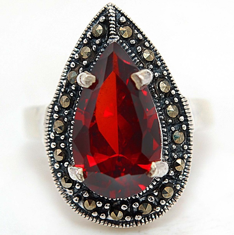 6CT Fire Garnet 925 Genuine Sterling Silver Ring Jewelry Sz 9 NF1-1