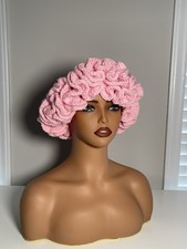 Soft Pink Handmade Crochet Ruffle Hat