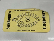 1974 SANBORN'S MEXICO TRAVEL Currency Converter Miles to KM, Gallons to Liters