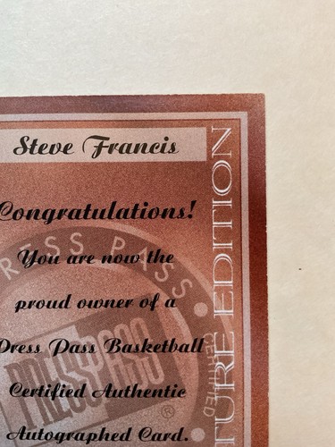1999 Press Pass Authentics Steve Francis On Card Auto Blue Signature Edition - Picture 8 of 12
