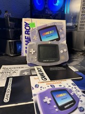Nintendo Gameboy Advance AGB-001 Glacier/Clear Handheld Console Complete