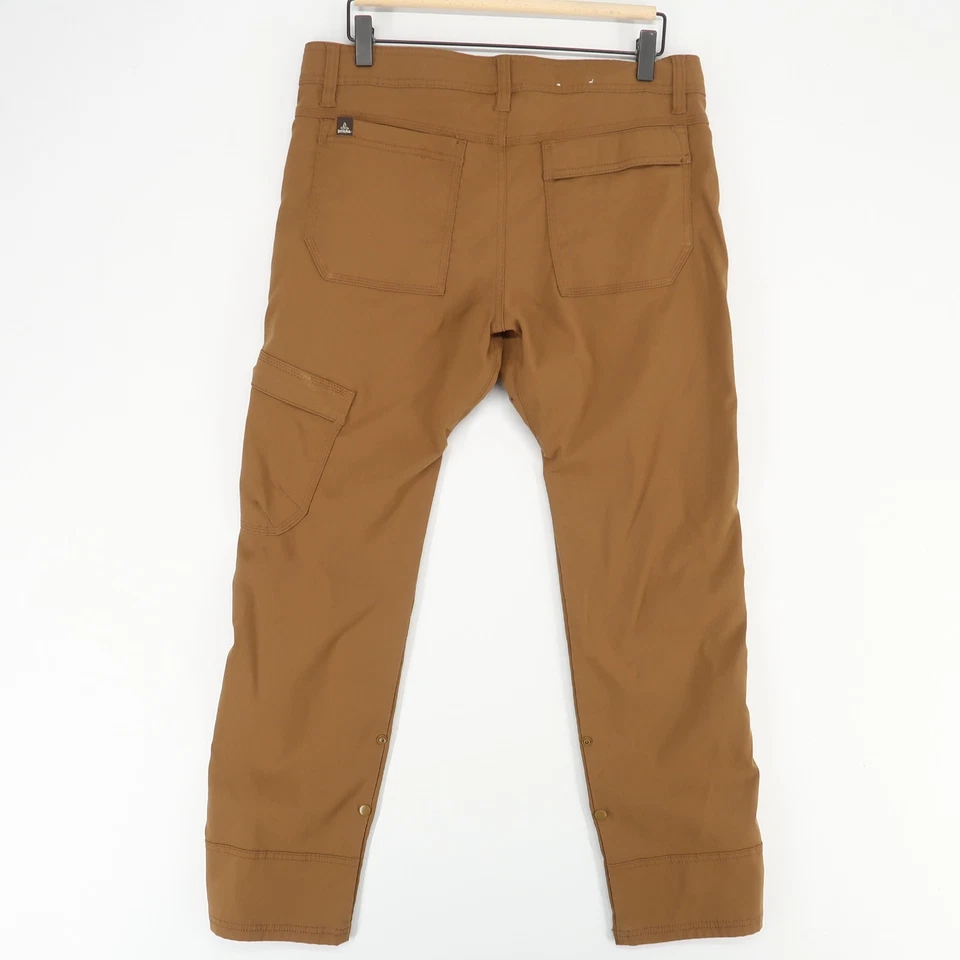 Pantalones Prana Zion Hombre 32x30 Marrón Nylon Elastizado Carga Enrollable Senderismo Calce Recto Foto 2 de 4
