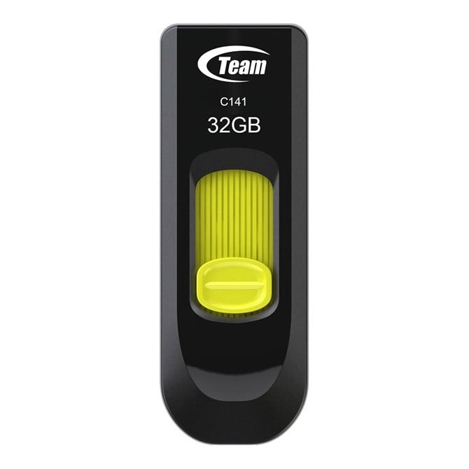Team Group C141 USB A 32GB Flash Drive Black Yellow (TC14132GY01) - Image 4