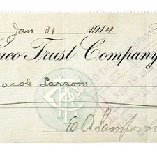 1914 Kineo Trust Company Bank Check E.A. Sampson Dover Maine Signed 6048 CHX8