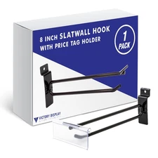 Victory Display Long Slatwall Hooks with Price Tag Holder (1-Pack, 8in) – Sla...