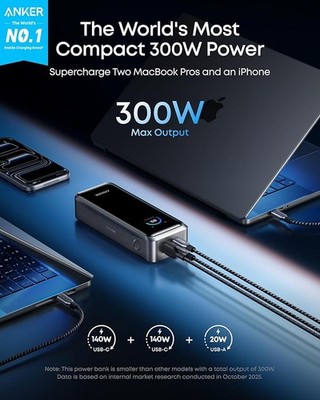 Anker Prime Power Bank, 26,250mAh 3-Port Portable Charger with