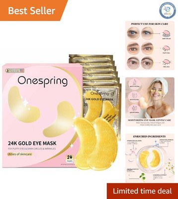 Bridesmaid Gift: 24 Pair Set of Rejuvenating 24K Gold Eye Masks for Radiant Skin
