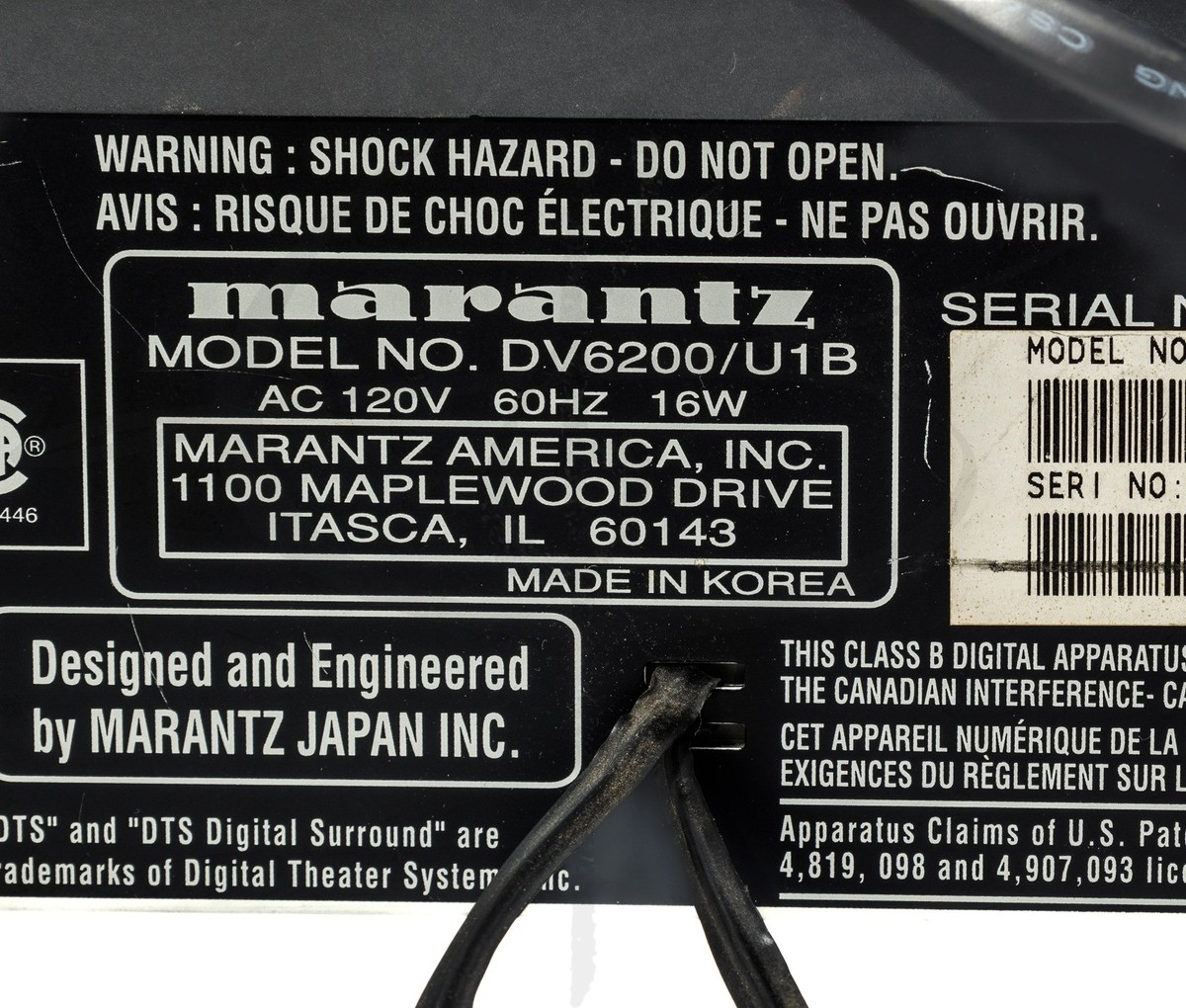 Vintage Marantz DV6200/U1B CD/DVD Player – 60Hz – Tested & Working