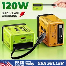 2 In 1 GaN Charger Scalable 120W Max Retractable Fast Charger With Type C Cable