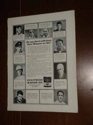 Magazine Ad - 1939 - Gulfpride Marine Oil - Race Winners