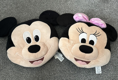 Disney Store großes Mickey & Minnie Maus Kopf Plüsch weiches Kissen Pillow @14 Zoll