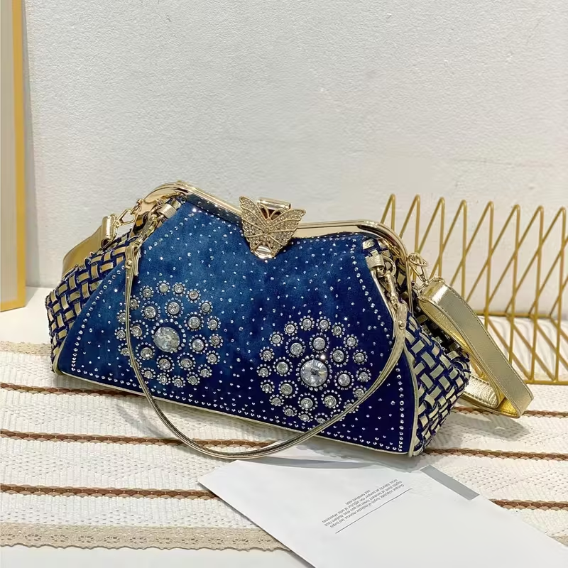 Women's Rhinestone Evening Clutch Bag Sparkly Crystal Party Handbag