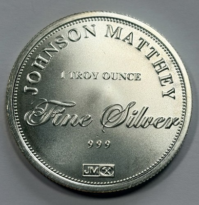 #ad #ad Johnson Matthey Bullion Round 1 Troy oz .999 Fine Silver in Capsule Toning $127.00