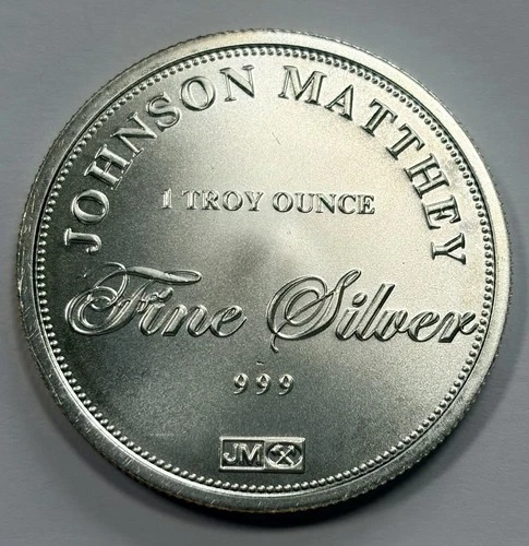 Johnson Matthey Bullion Round 1 Troy oz .999 Fine Silver in Capsule - Toning
