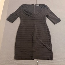 Adrianna Papell Petite Black Tiered Pleated Sheath Dress Size 14P
