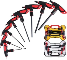 T Handle Allen Wrench Set Metric, 8 Piece Heavy Duty Standard Long Tee Handle Al