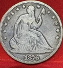 1876-CC Liberty Seated Half Dollar - Nice Details