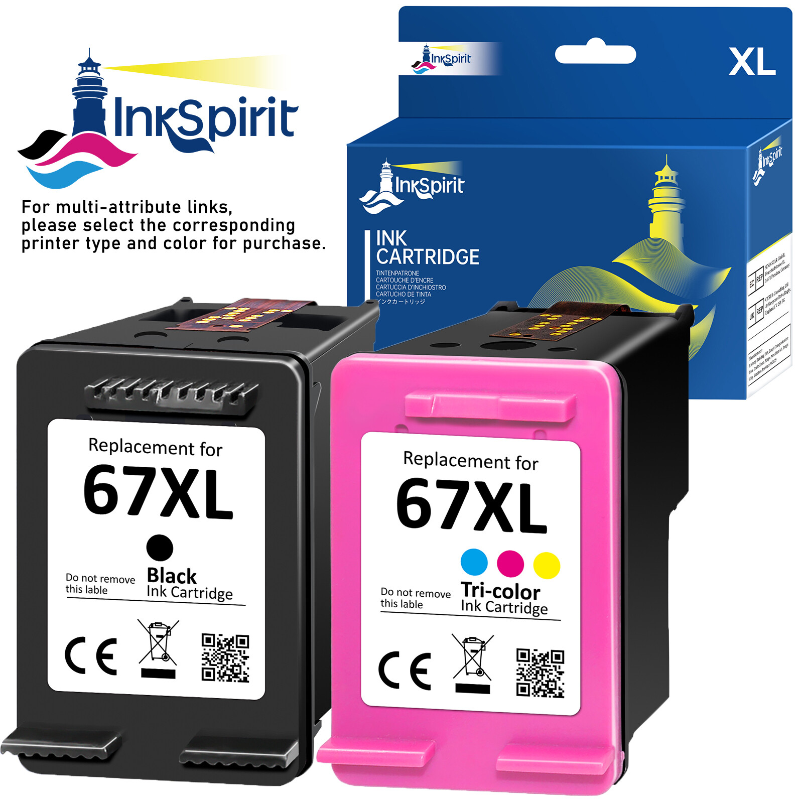 67 XL Ink Cartridge for HP 67XL For deskjet 2700e 2720e Envy 6000e 6055