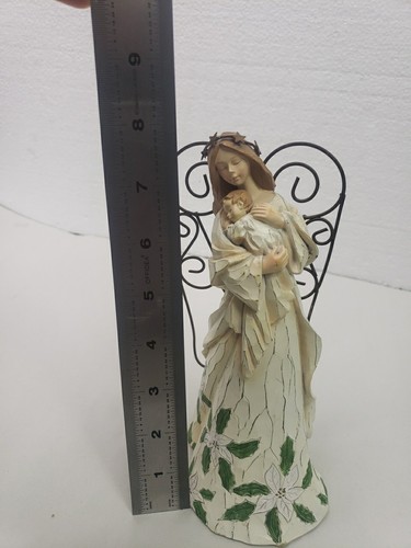 American Greetings Sculpture of Mother Mary and Baby Jesus Wire Wings, Carving - Picture 8 of 9