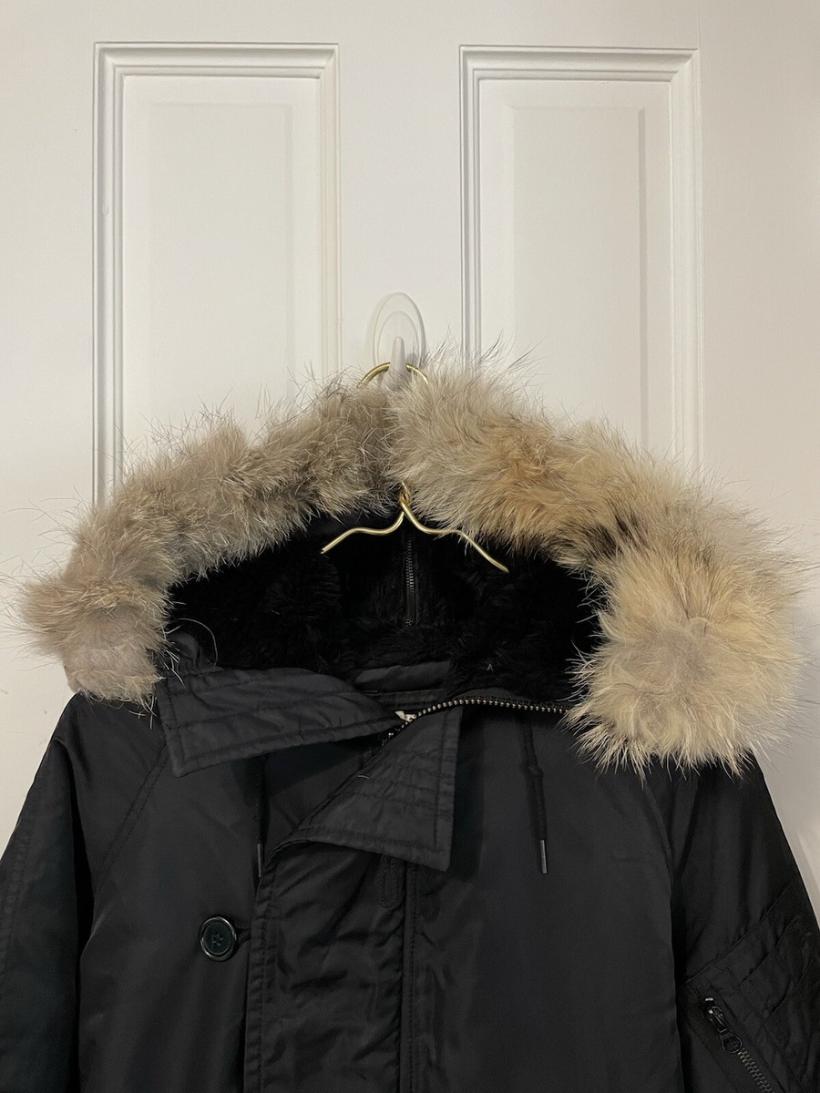 ジャケット・アウター spiewak usa fade blouson type n-2b black SPIEWAK N-2B Flight Jacket Titan Cloth Hooded Coyote Fur Men