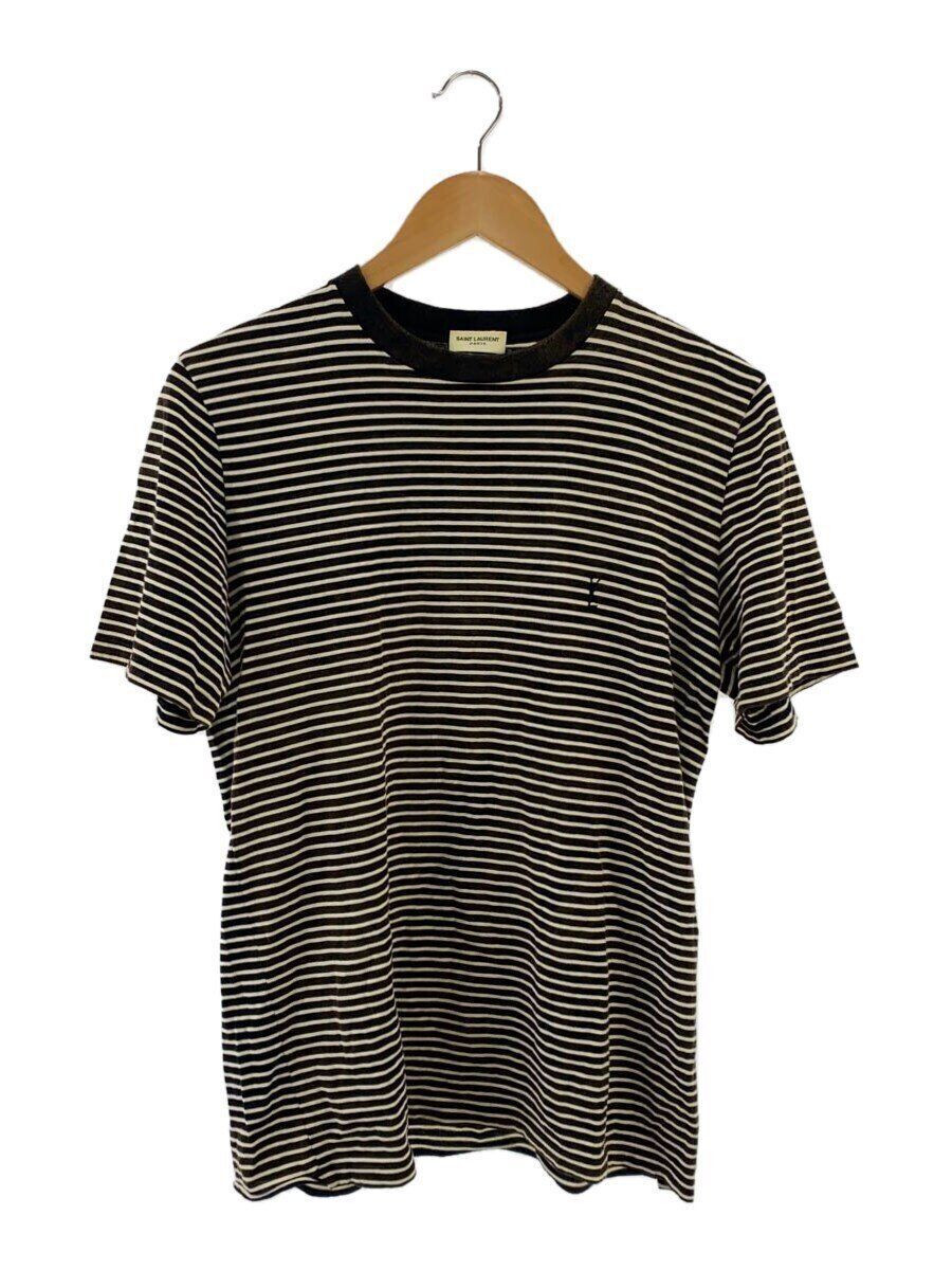SAINT LAURENT T SHIRT MAGLIETTA BORDO SBIANCATO XS COTONE Nera Usata