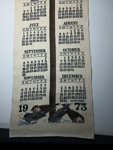 Vintage 70er Jahre Vogel Leinen/Stoff Kalender Konvolut (4) RAR ALLE VERSCHIEDEN - Bild 8 von 10