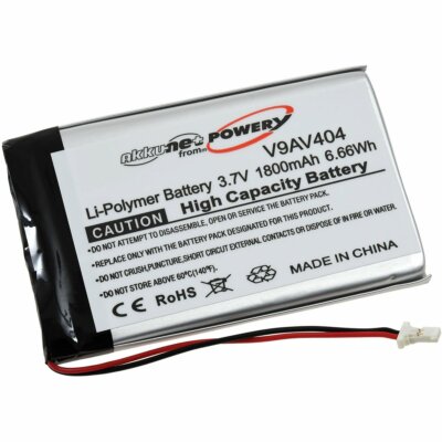 Akku für MP3-Player Archos AV 404 3,7V 1800mAh/6,7Wh Li-Polymer Schwarz
