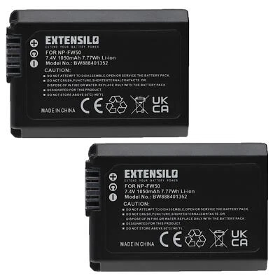 EXTENSILO 2x Batería reemplaza Sony NP-FW50 1050mAh