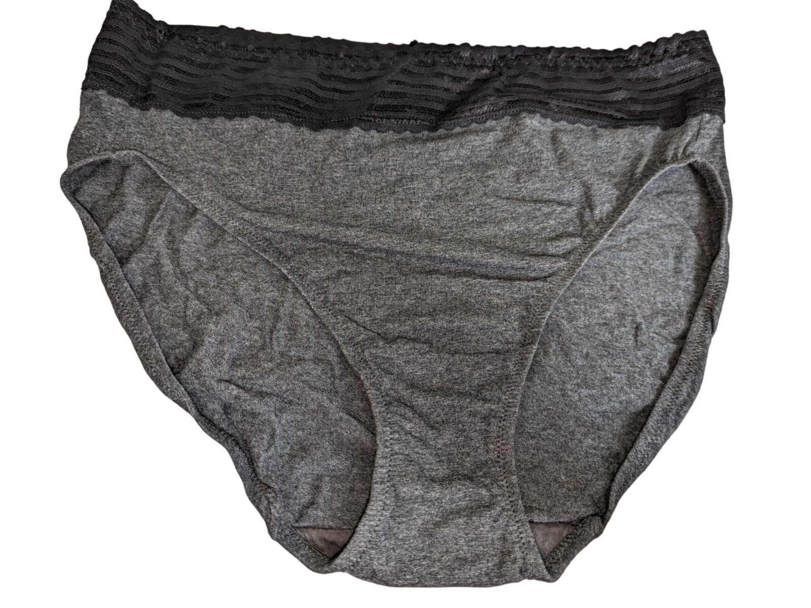 WARNERS Women size 2XL 9 COTTON STRETCH WITH LACE HICUT Gray PANTY