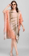 Short Kaftan Light Brown Digitally Printed Weightless Georgette Nightwear