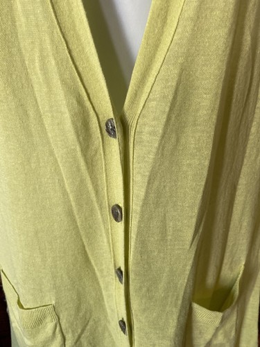 CYNTHIA ROWLEY Lemon Lime, Lt Weight, Linen Blend LS Cardigan SWEATER, M - Picture 5 of 7