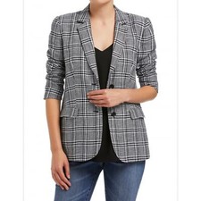Zara Black  White Plaid Two Button Oversized Blazer Jacket SIZE Medium