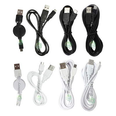 3FT 6FT 10FT Lot USB Micro Black / White Data Charger Retractable Cable 100+SOLD