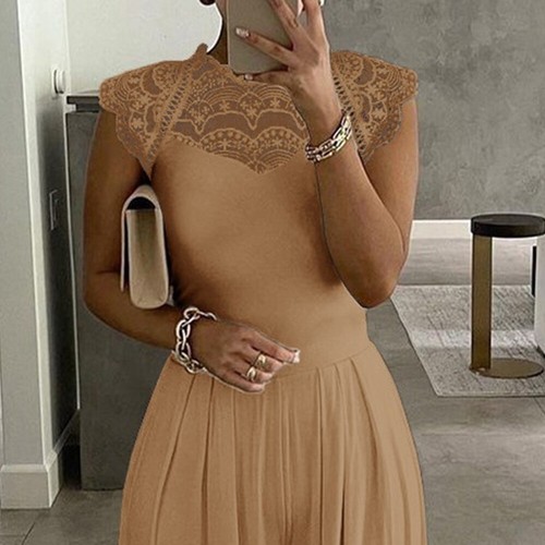 Damen Elegant Jumpsuit Overalls Spitze Hosenanzug Sommer Einteiler Party Romper - Bild 10 von 25