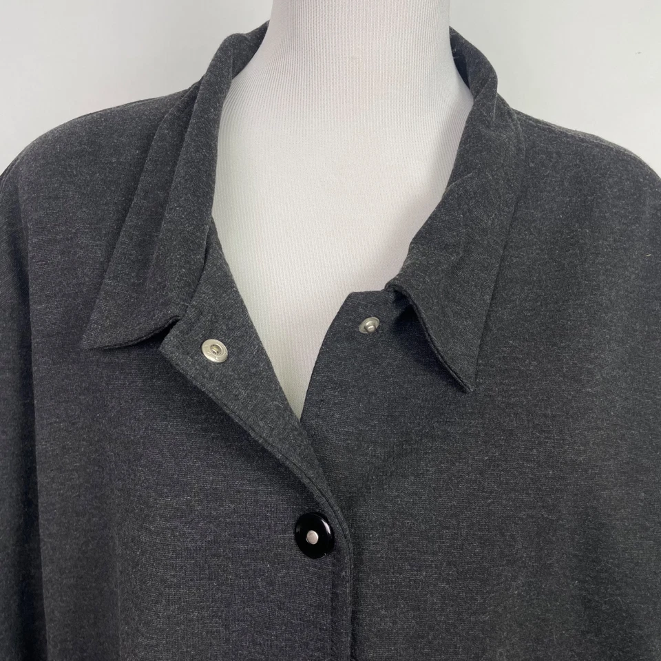 Vintage Avenue Gray Fleece Snap Front Lightweight Unlined Jacket Womens 4X - Image 4 of 4