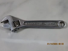 Bonney Adjustable Crescent Wrench 91-4 Forged Alloy Steel Made in USA 4" Length