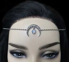 Moon Goddess Pentacle Wiccan Pagan Medieval Silver Headpiece Circlet Jewelry