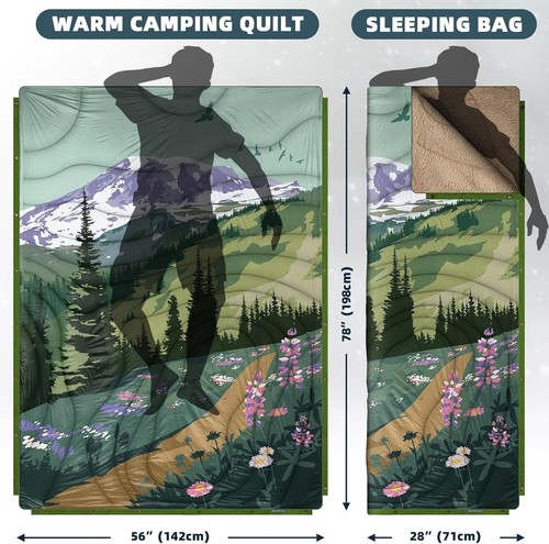 78" x 56" Ultra Soft Sherpa Fleece Camping Blanket for Cold Weather Adventures - Picture 6 of 11
